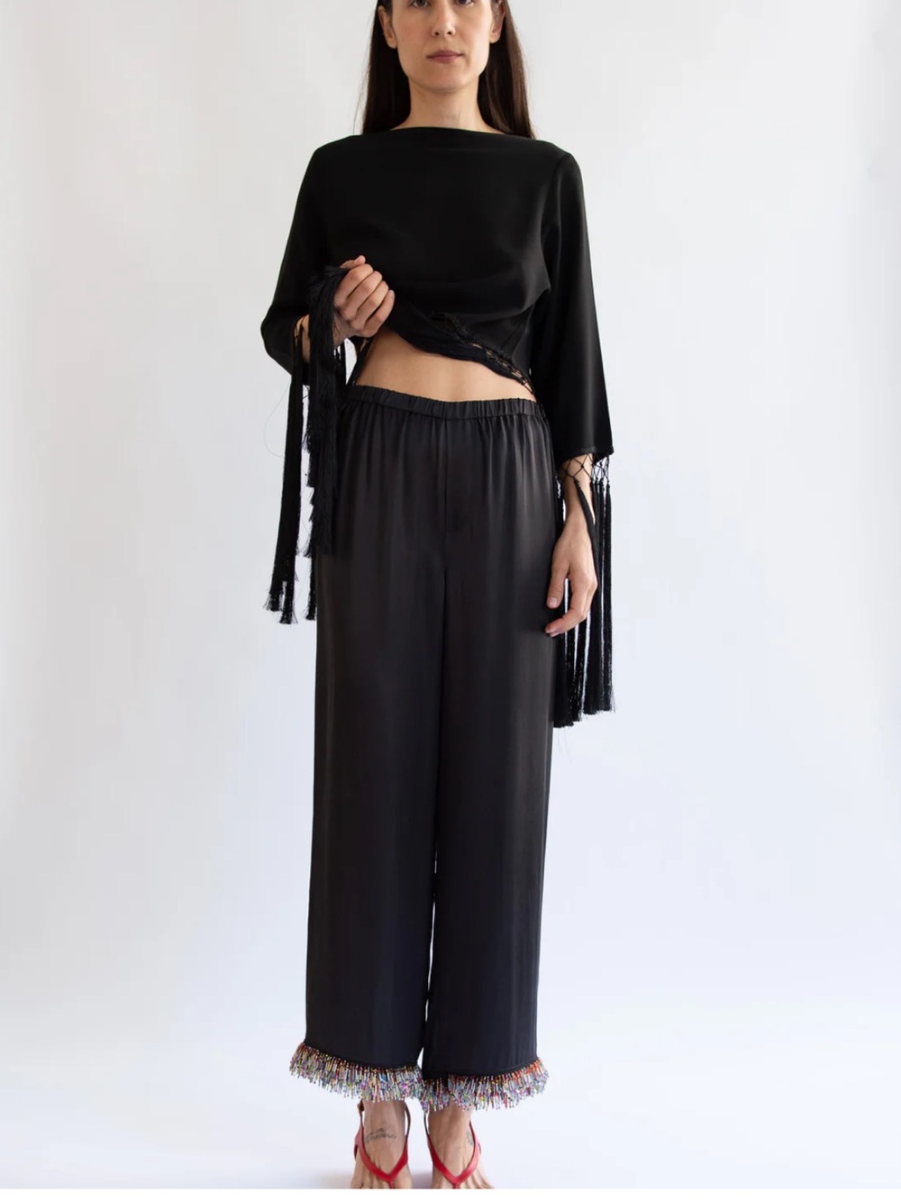 MR. LARKIN bella bead pants in black, M
